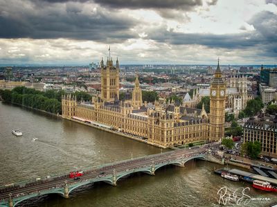 Palace of Westminster in London, UK as Photographed from the Eye of London.