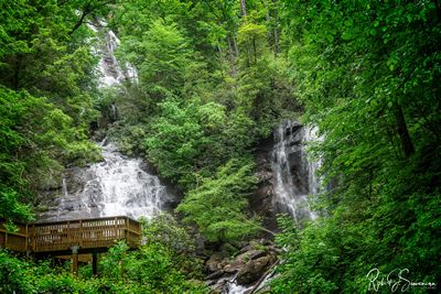 Anna Ruby Falls is located near Unicoi State Park in White County near Helen, Georgia