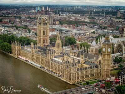 Palace of Westminster in London, UK as Photographed from the Eye of London.